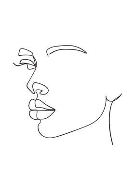 Erotic woman face line art