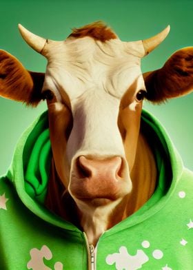 Green cow portrait