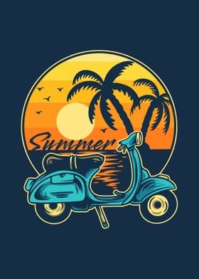 Summer with scooter