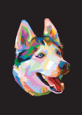 Colorful dog head