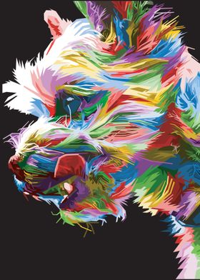 Colorful dog head