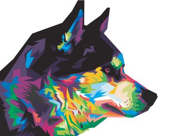 Colorful dog head