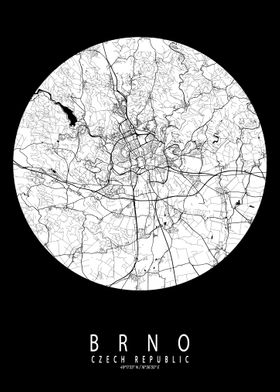 Brno City Map Full Moon