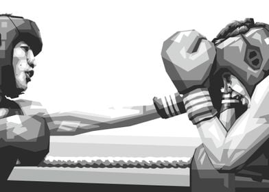 Grayscale Duel Boxer Art