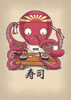 Octopus Eating Sushi