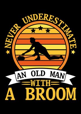 An Old With A Broom