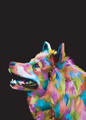 Colorful dog head