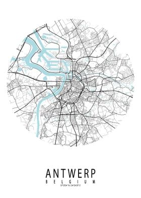 Antwerp City Map Circle