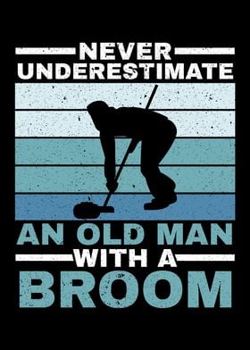 An Old With A Broom