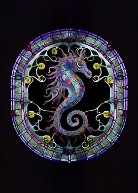 Stained Glass Seahorse