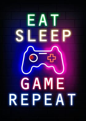 Eat Sleep | Online Unique Shop Paintings Prints, Game Posters Pictures, - Repeat Displate Metal