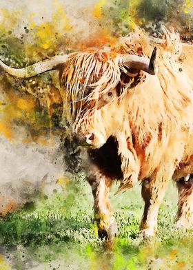 Highland Cow abstract art