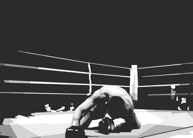 Grayscale Boxing Ring Art