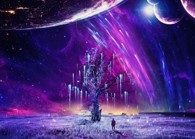 Surreal Planet Dream Tree