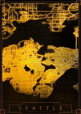 Seattle city map gold