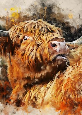 Cheeky Highland Cow Art