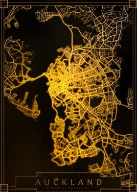 Auckland City map gold