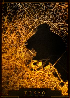 Tokyo City Map gold