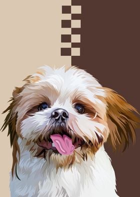 Shih tzu tongue out in vec