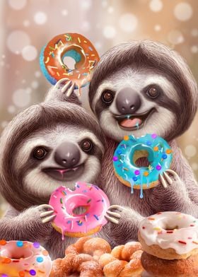 sloths loves donut