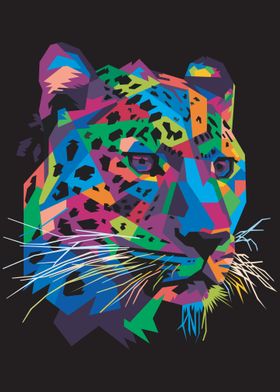 Colorful leopard head