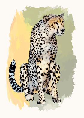 Cheetah Watercolor Style