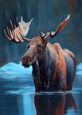 Arctic Moose Oil paint