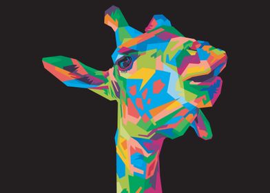 Colorful giraffe head