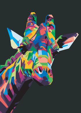 Colorful giraffe head