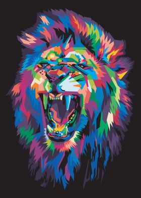 Colorful lion head