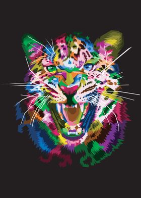 Colorful leopard head