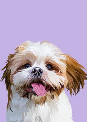 Shih tzu tongue out vector