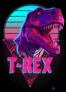 Vaporwave T Rex Dinosaur