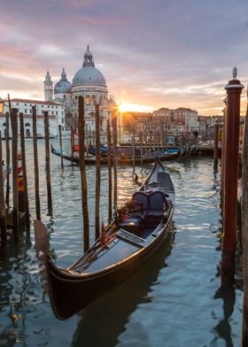 Gondola at sunset Venice