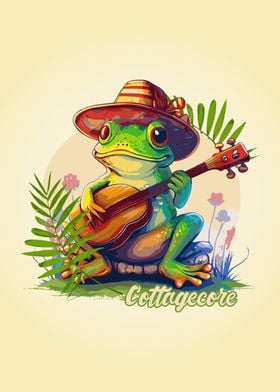 Cottagecore Frog Guitarist