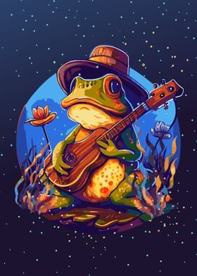 Nature Frog Playing Guitar