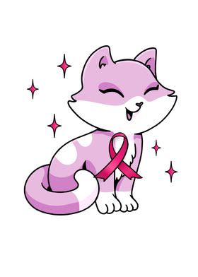 Pink Cancer Awareness Cat