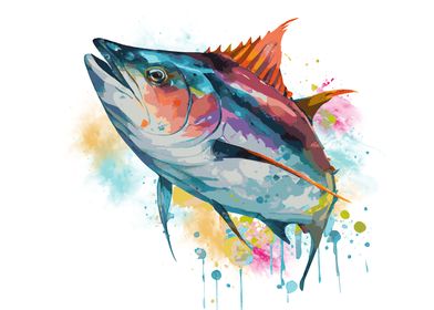 Watercolor Tuna Fish