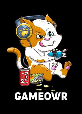 Funny Video Gamer  Cat