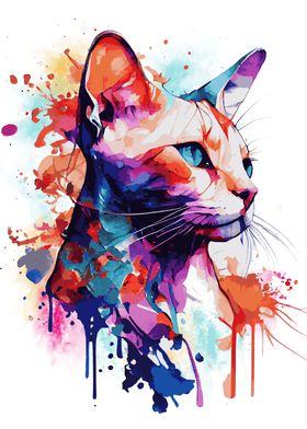 Abstract Siamese Cat Art