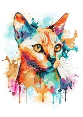 Abstract Siamese Cat Art