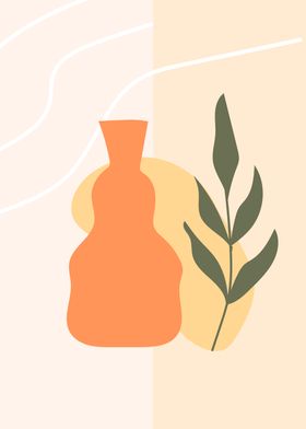 Minimal floral vase leaf