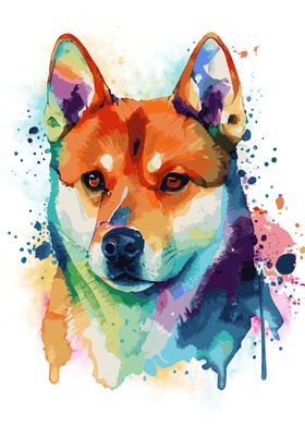 Colorful Shiba Inu Dog Art