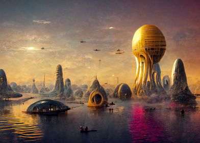 fantasy futuristic city