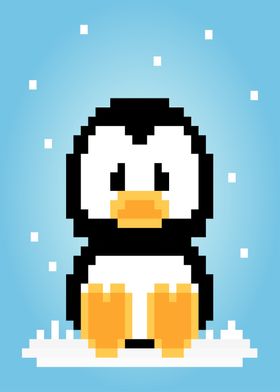 8 bit pixels penguin