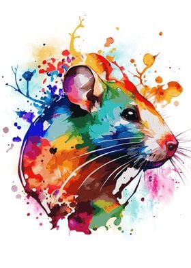 Watercolor Rat Painting