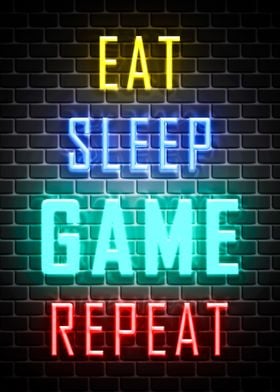 Eat Sleep Game Shop Unique Online Prints, Displate | Pictures, Repeat - Paintings Metal Posters