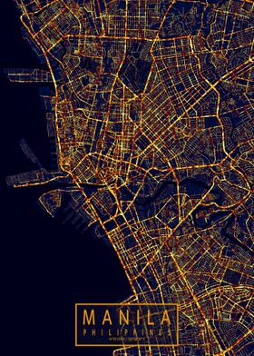 Manila Map City At Night