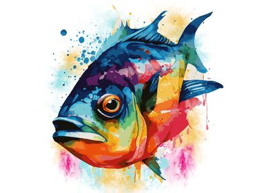 Watercolor Piranha