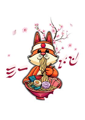 Funny Fox Eating Ramen
